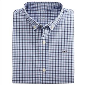 Vineyard Vines Toddler Boys Gingham Plaid Whale Button Down Shirt Blue White 2T
